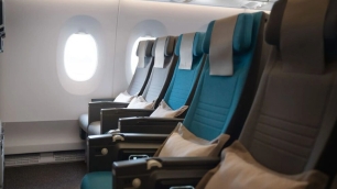 Economy class airplane seating